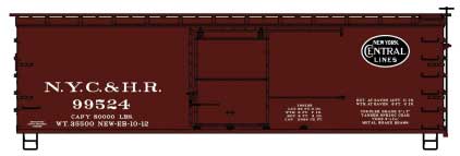 Accurail HO 1317 - Kit - 36' Double-Sheathed Wood Boxcar Kit "New York Central & Hudson River" #99524 w/ Steel Roof, Ends, Fishbelly