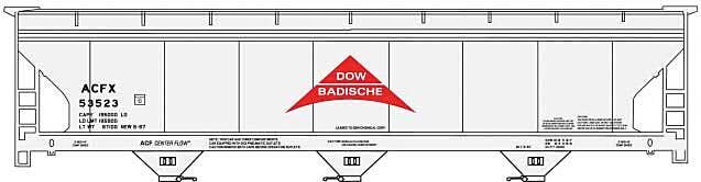 Accurail HO 81761 - Kit - ACF 47' 3-Bay Center-Flow Covered Hopper Kit "Badische" #53523
