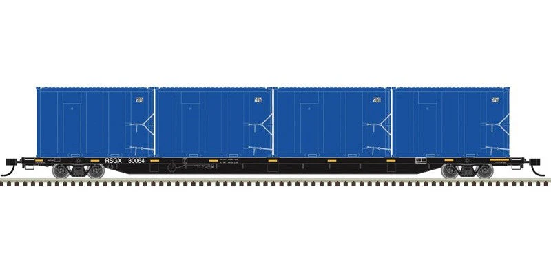 Atlas HO 20007728 - Trainman - 85' Trash Flat Car w/MSW Containters "ECDC Logistics" #30064