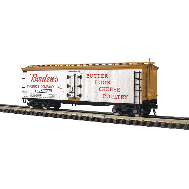Atlas O 3002681 - Master - 40' Wood Reefer "Borden's Produce Co." (BPDX) 2-Rail