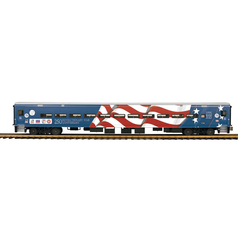 Atlas O 3004128 - Master - Comet II Coach Passenger Car "MBTA" #218 (Revolutionary War 250th Wrap) 2-Rail