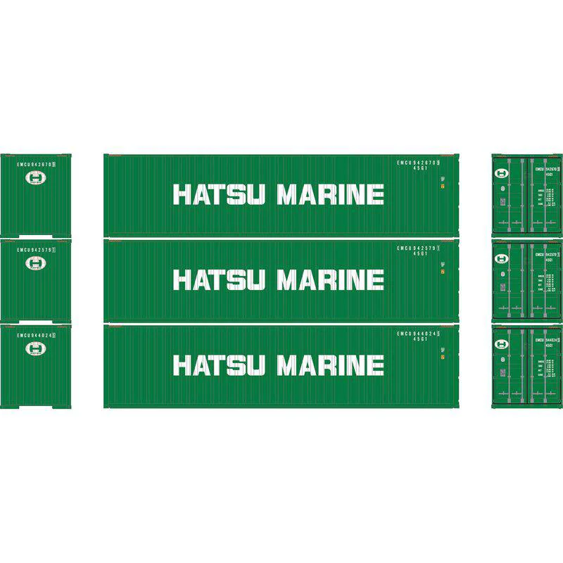 Athearn HO 2706 - 40' Corrugated High-Cube Containers "Hatsu Marine" (3 Pack)
