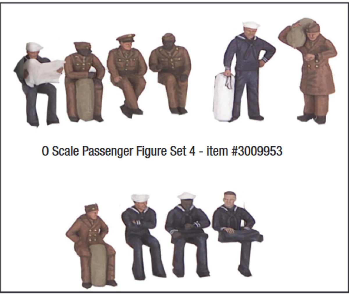 Atlas O 3009953 - Heavyweight U.S. Army/Navy Passenger Figure Set #4 (10-Pack) - Image 4