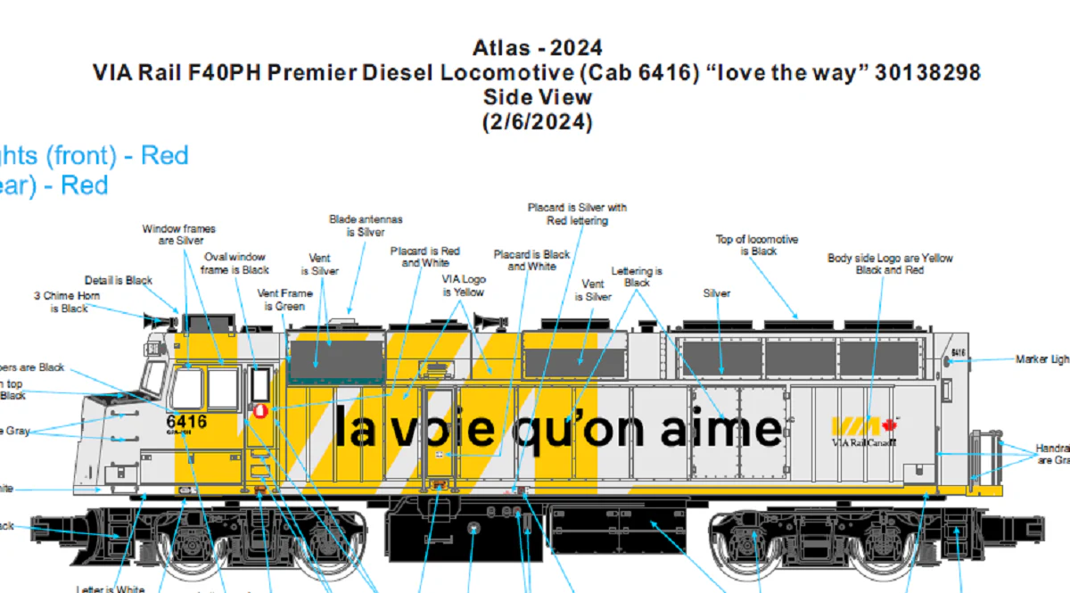 Atlas O 30138298S - Premier - F40PH Diesel Locomotive "VIA Rail Canada" #6416 w/ PS3 (love the way) - Custom Run for MrMuffin'sTrains - Image 7