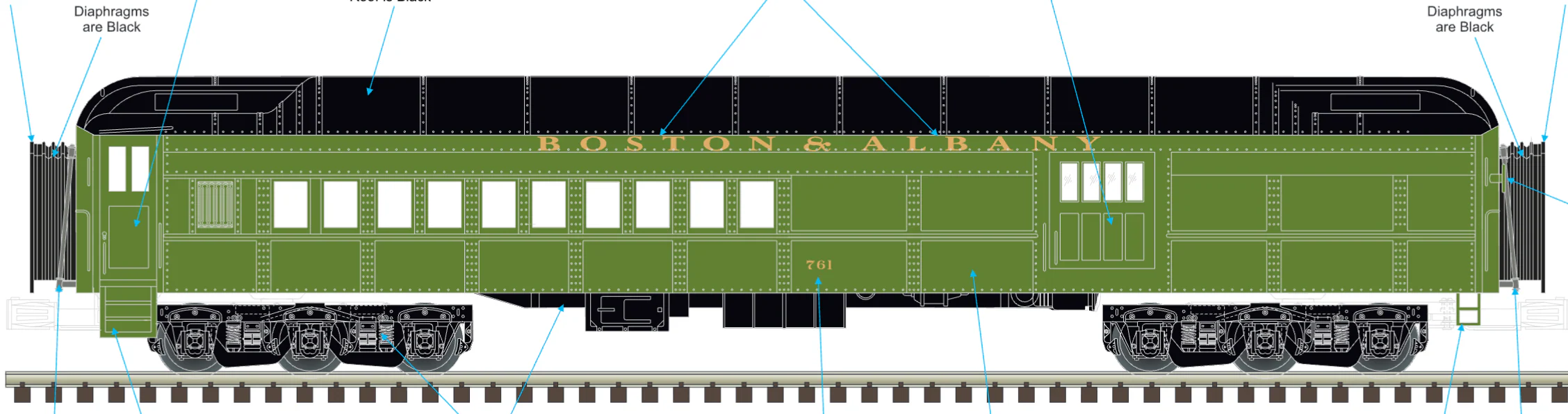 Atlas O - Premier - 70" Madison Heavyweight Passenger Car Set "Boston & Albany" (8-Car) - Custom Run for MrMuffin'sTrains - Image 5