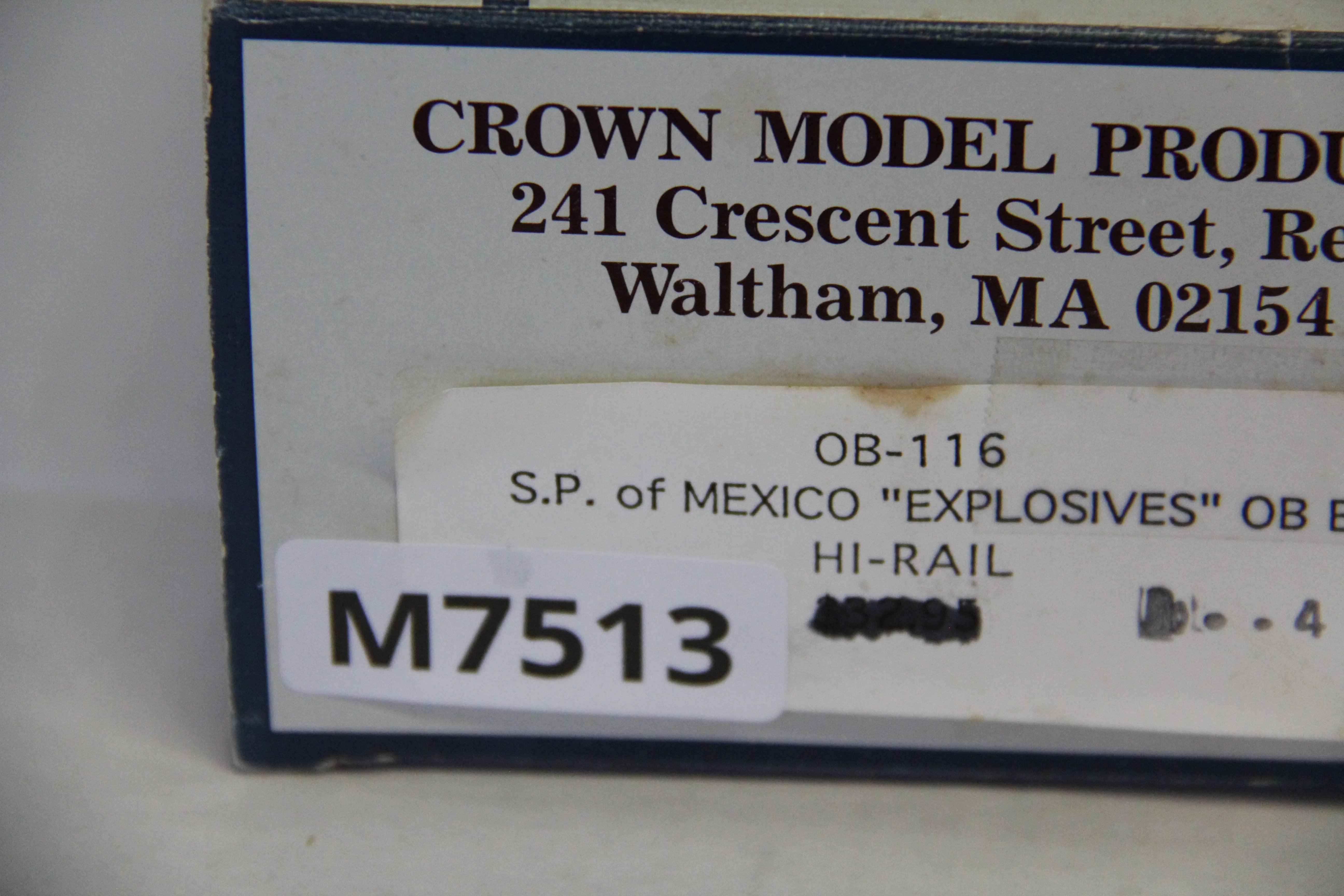 Crown Model Products #438 Southern Pacific of Mexico "Explosives" OB Boxcar- Hi Rail-Second hand-M7513 - Image 4