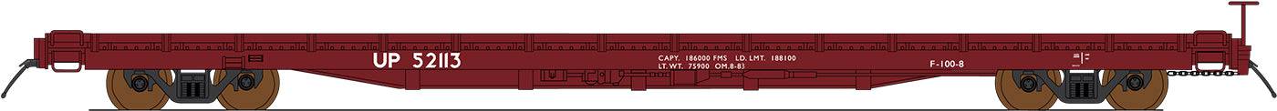 InterMountain HO 46425 - PS 60' Wood-Deck Flatcar "Union Pacific" (1980s, Boxcar Red, No Logo)