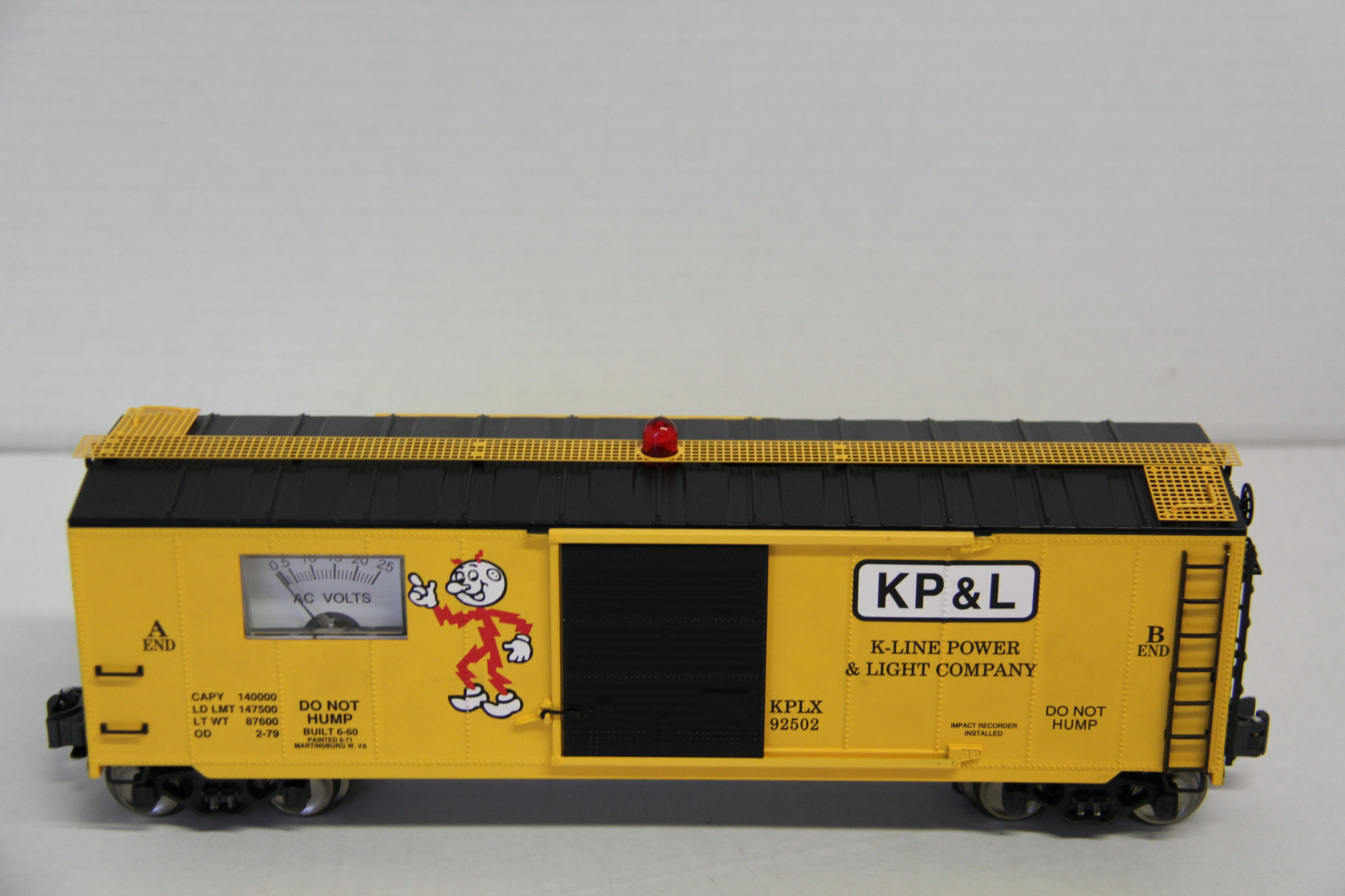 K Line K7041-8011 K Line Power & Light Co Operating Voltmeter Boxcar w/ Roof Light-Second hand-M7514 - Image 3