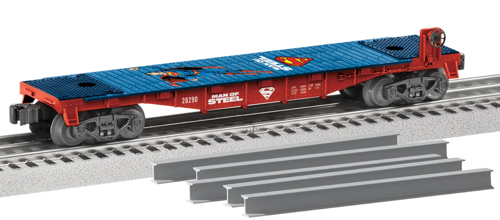 Lionel 2428290 - DC Comics - Superman Man of Steel Flatcar w/ i-Beam Load - Image 4