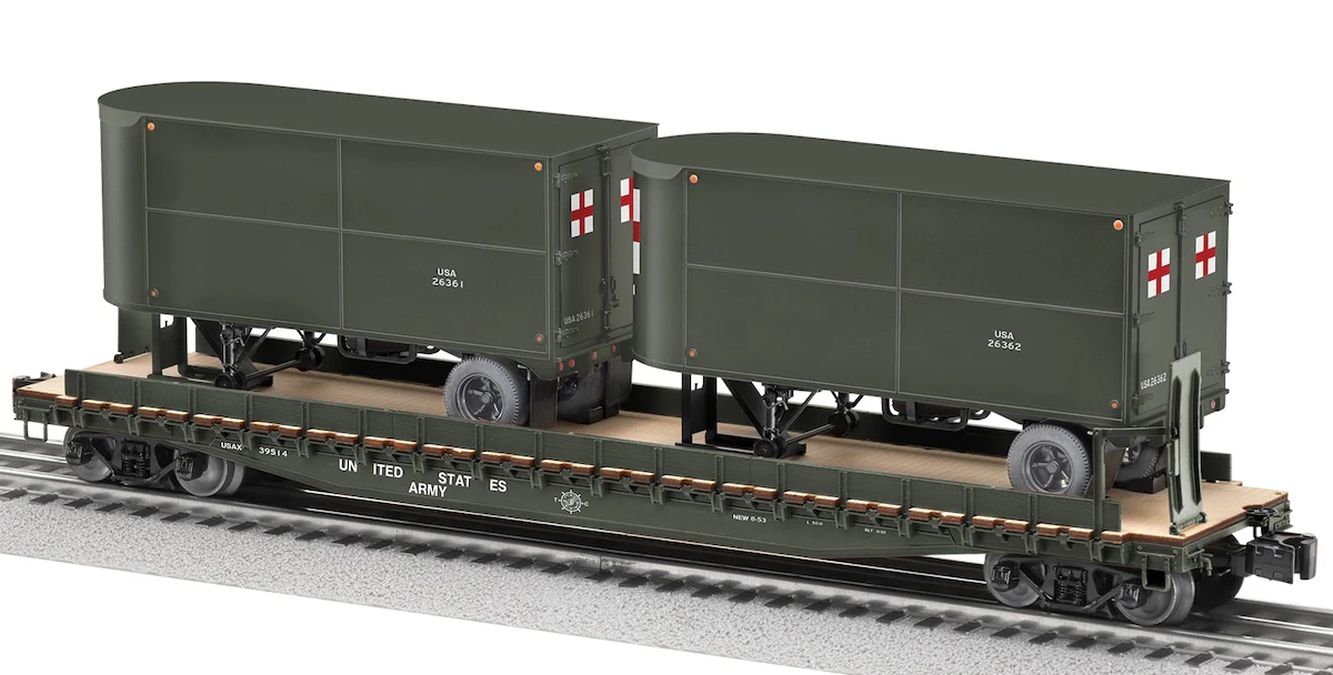 Lionel 2526360 - Flat Car "U.S. Army" w/ 2 Trailers #39514 - Image 3