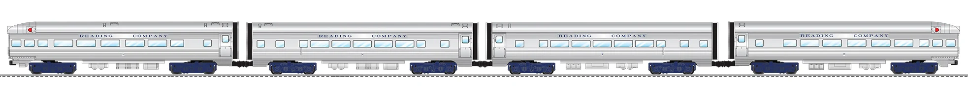 Lionel 2527720 - 15" Aluminum Passenger Car Set "Reading" (4-Car) - Image 6