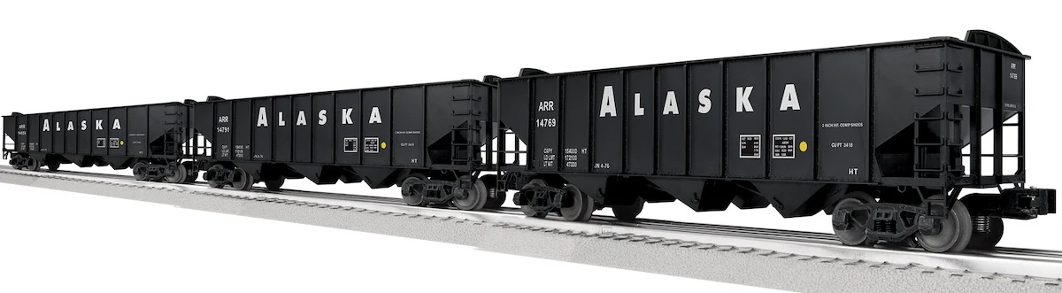 Lionel 2542195 - 3-Bay Hopper w/Peaked Ends "Alaska" Pack B (3-car) - Image 2