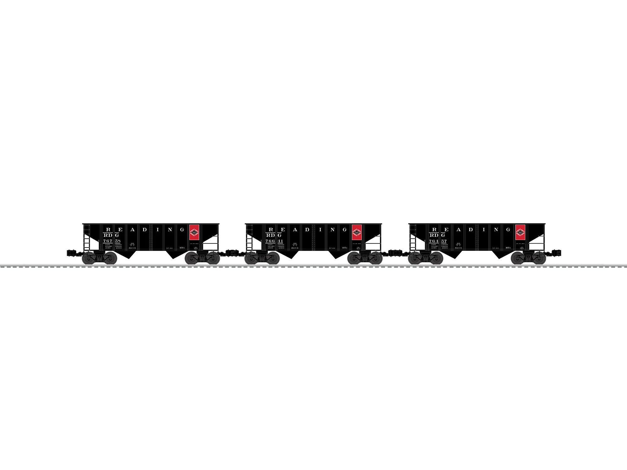 Lionel 2642465 - 2-Bay Hopper Car "Reading" (3-Car) Anthracite Logo
