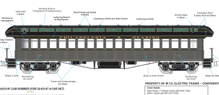 MTH 20-62149 - Premier - 64’ Woodsided Coach Car "Philadelphia & Reading" - Custom Run for MrMuffin'sTrains