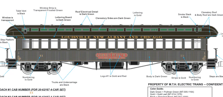 MTH 20-62167 - Premier - 64’ Woodsided Passenger Coach Set "Monon" (4-Car) - Custom Run for MrMuffin'sTrains - Image 2