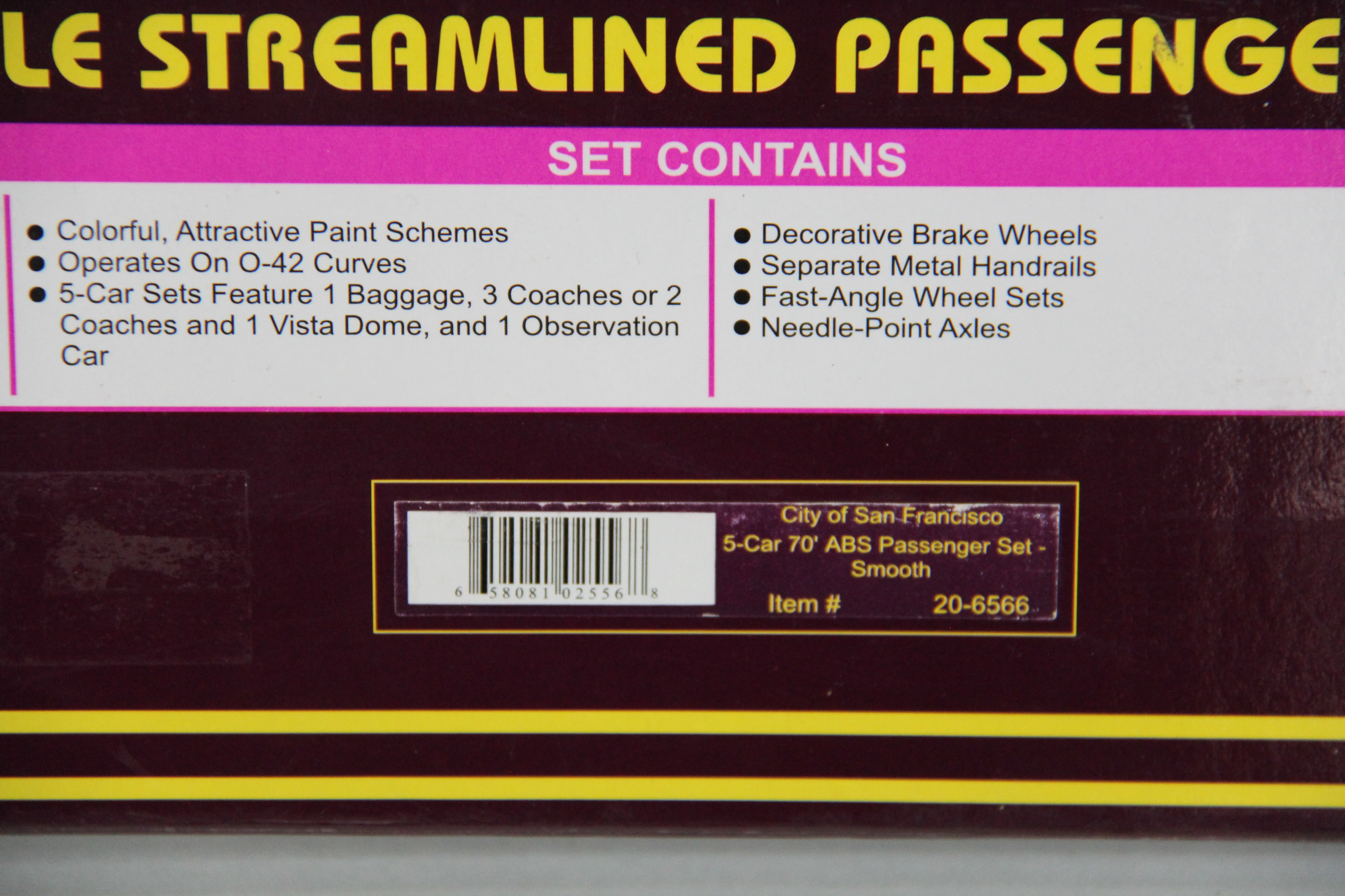MTH 20-6566 City of San Francisco 5 Car 70' ABS Passenger Smooth 5 Car Set-Second hand-M7261 - Image 10