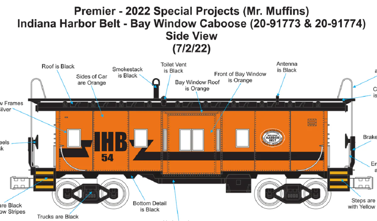 MTH 20-91774 - Bay Window Caboose "Indiana Harbor Belt" #57 - Custom run for MrMuffin'sTrains - Image 3