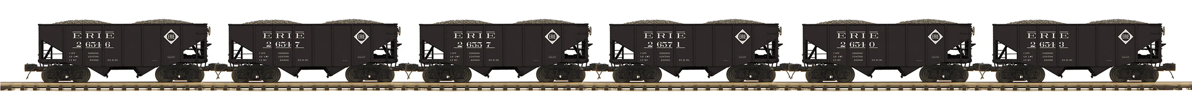 MTH 20-92408 - 2-Bay Fish Belly Hopper Car Set "Erie" (6-Car) Set 1 - Image 2
