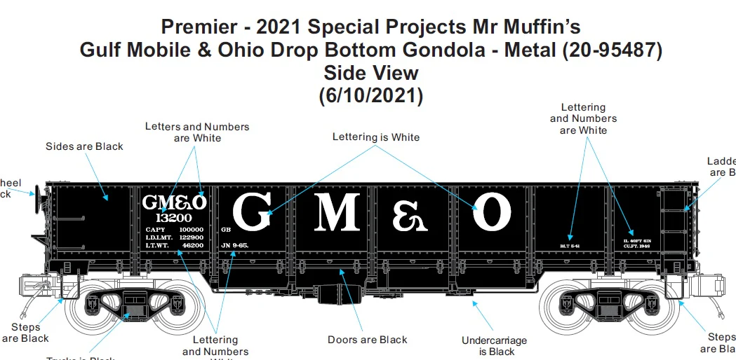 MTH 20-95487 - Gondola Car "Gulf, Mobile & Ohio" #13200 - Custom Run for MrMuffin'sTrains - Image 3