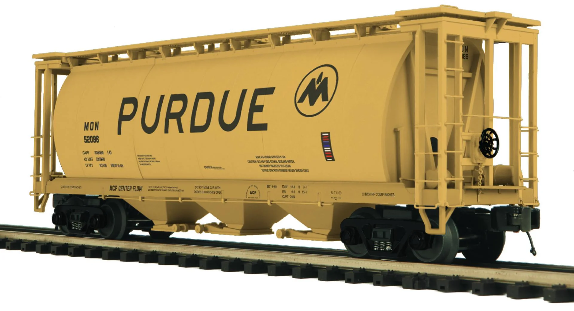 MTH 20-96888 - Premier - 3-Bay Cylindrical Hopper Car "Monon” #52096 (Purdue) - Custom Run for MrMuffin'sTrains