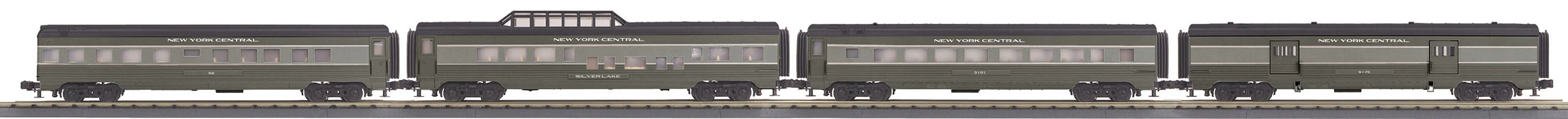 MTH 30-68244 - 60’ Streamlined Passenger Set "New York Central" Lightening Stripe (4-Car) - Image 6