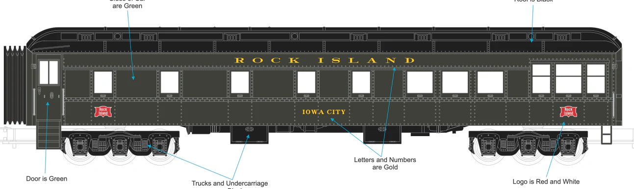 MTH - Railking - 60' Madison Passenger Set "Rock Island" (7-Car) - Custom Run for MrMuffin'sTrains - Image 12