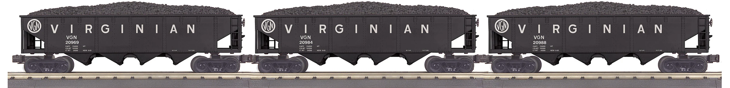 MTH 30-70137 - 4-Bay Hopper Car Set "Virginian" (3-Car) - Image 2