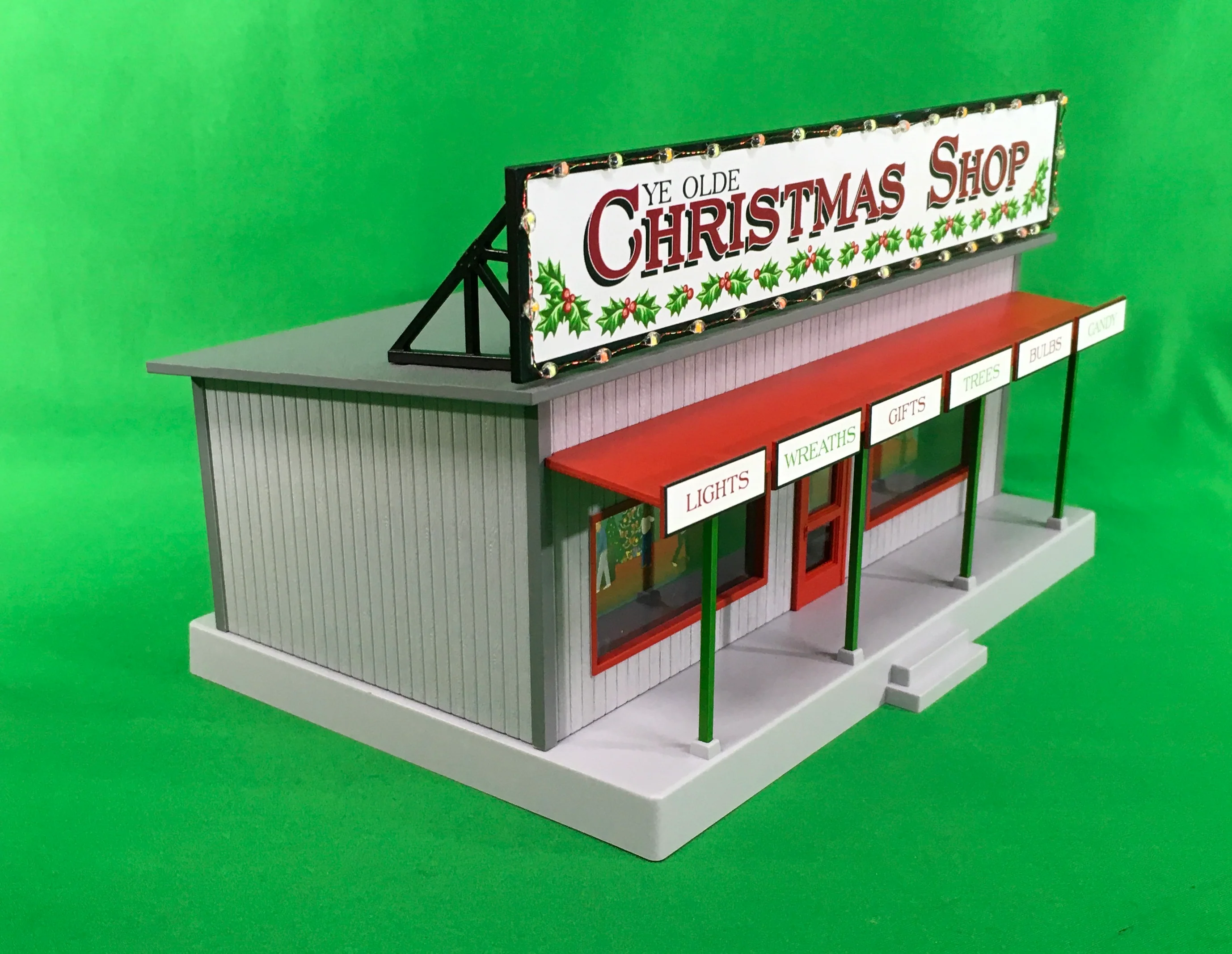 MTH 30-90637 - Road Side Stand "Ye Old Christmas Shop" w/ Operating Christmas Lights - Image 5