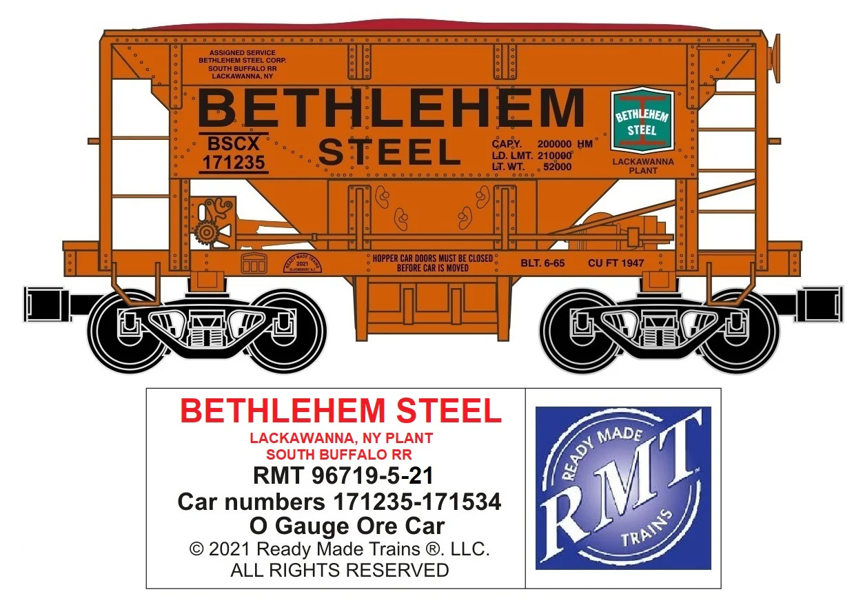 Ready Made Trains RMT-96719-521 - Ore Car "Bethlehem Steel" (Lackawanna, NY Plant) - Image 4