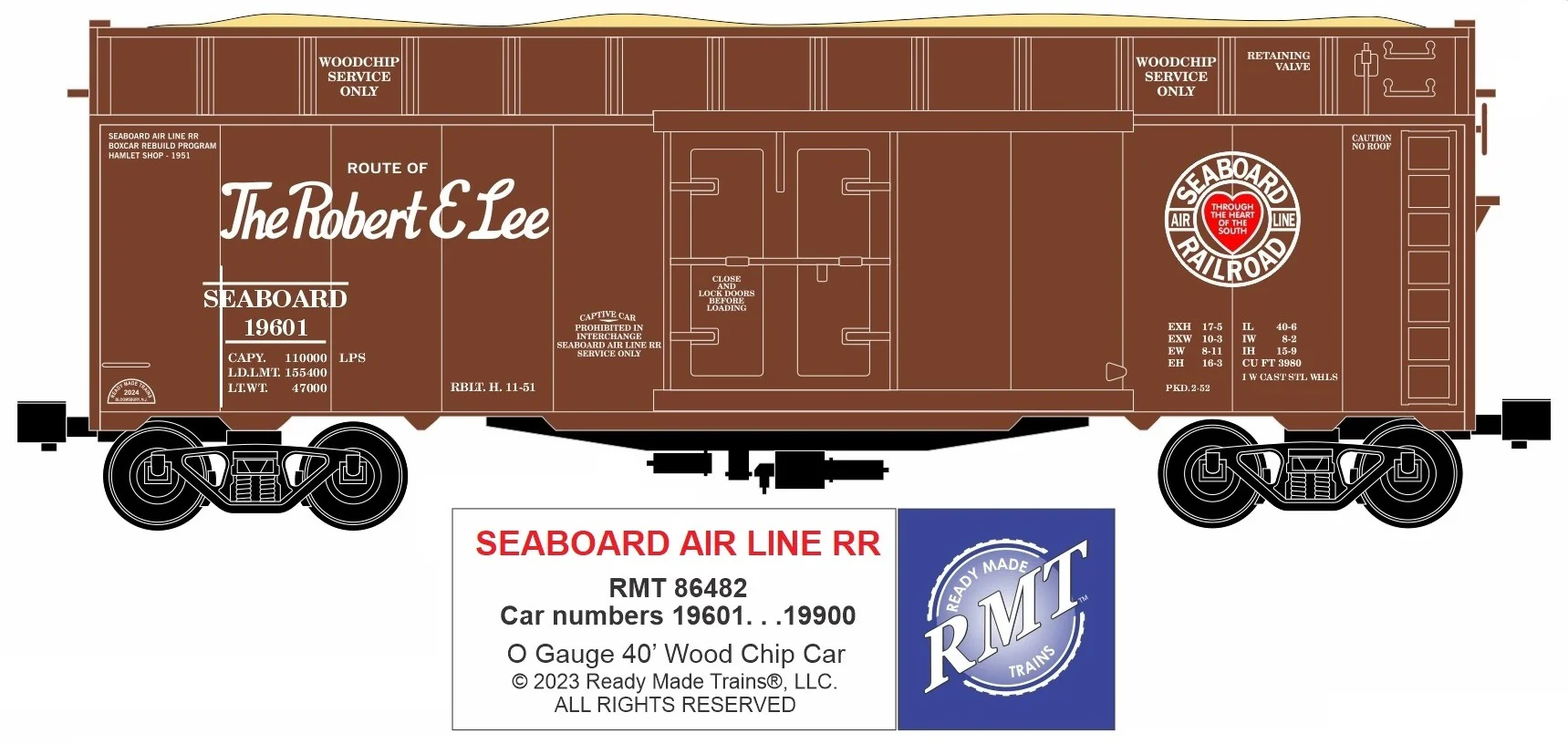 Ready Made Trains RMT-86482 - 40' Woodchip Car "Seaboard Air Line" - Image 4