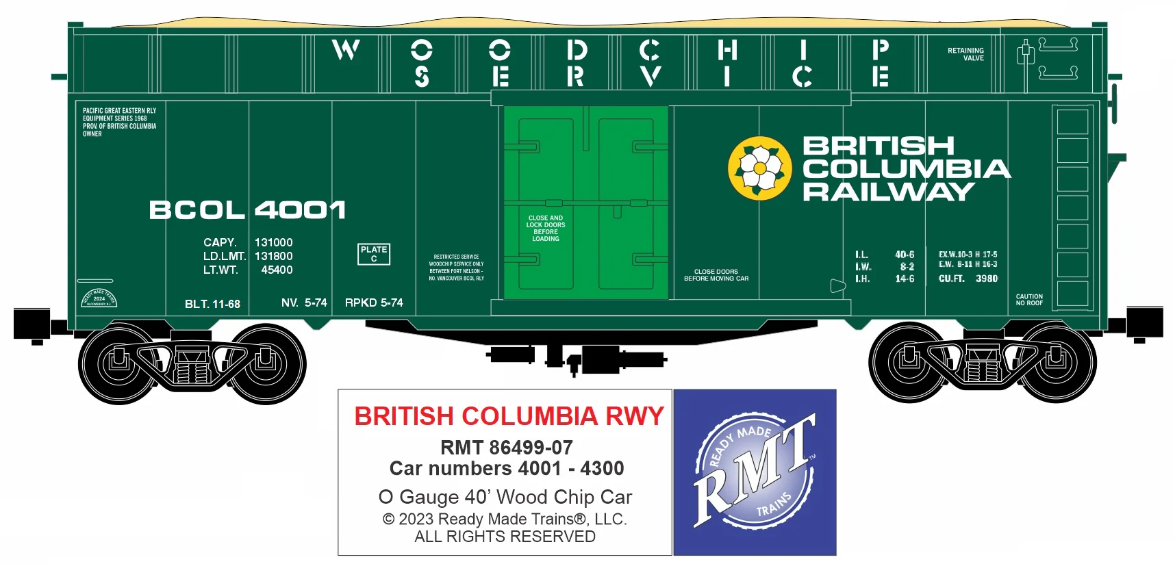 Ready Made Trains RMT-86499-07 - 40' Woodchip Car "British Columbia" - Image 4