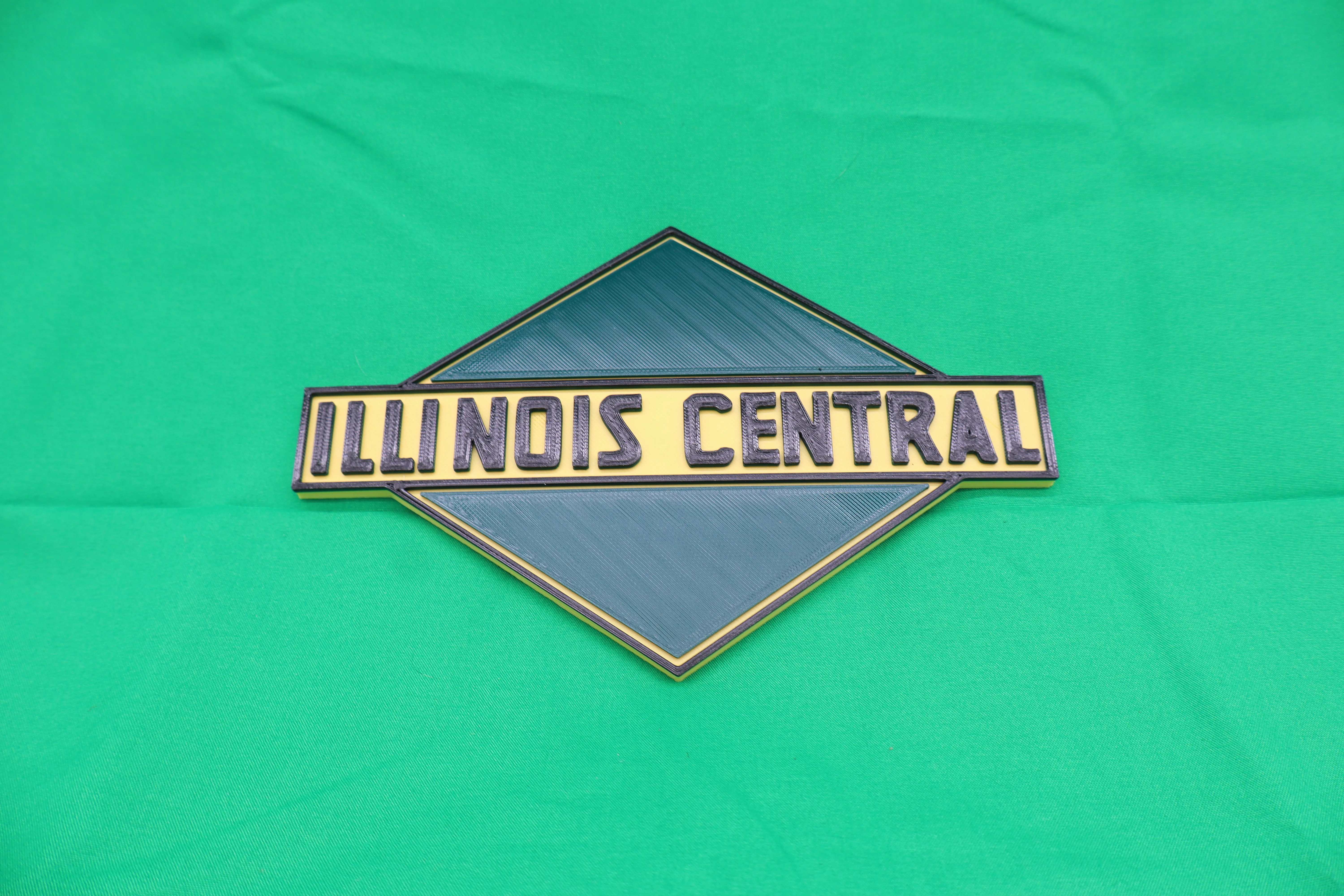 Trackside 3D #14 - 3D Printed Railroad Signs "Illinois Central" (Dark)