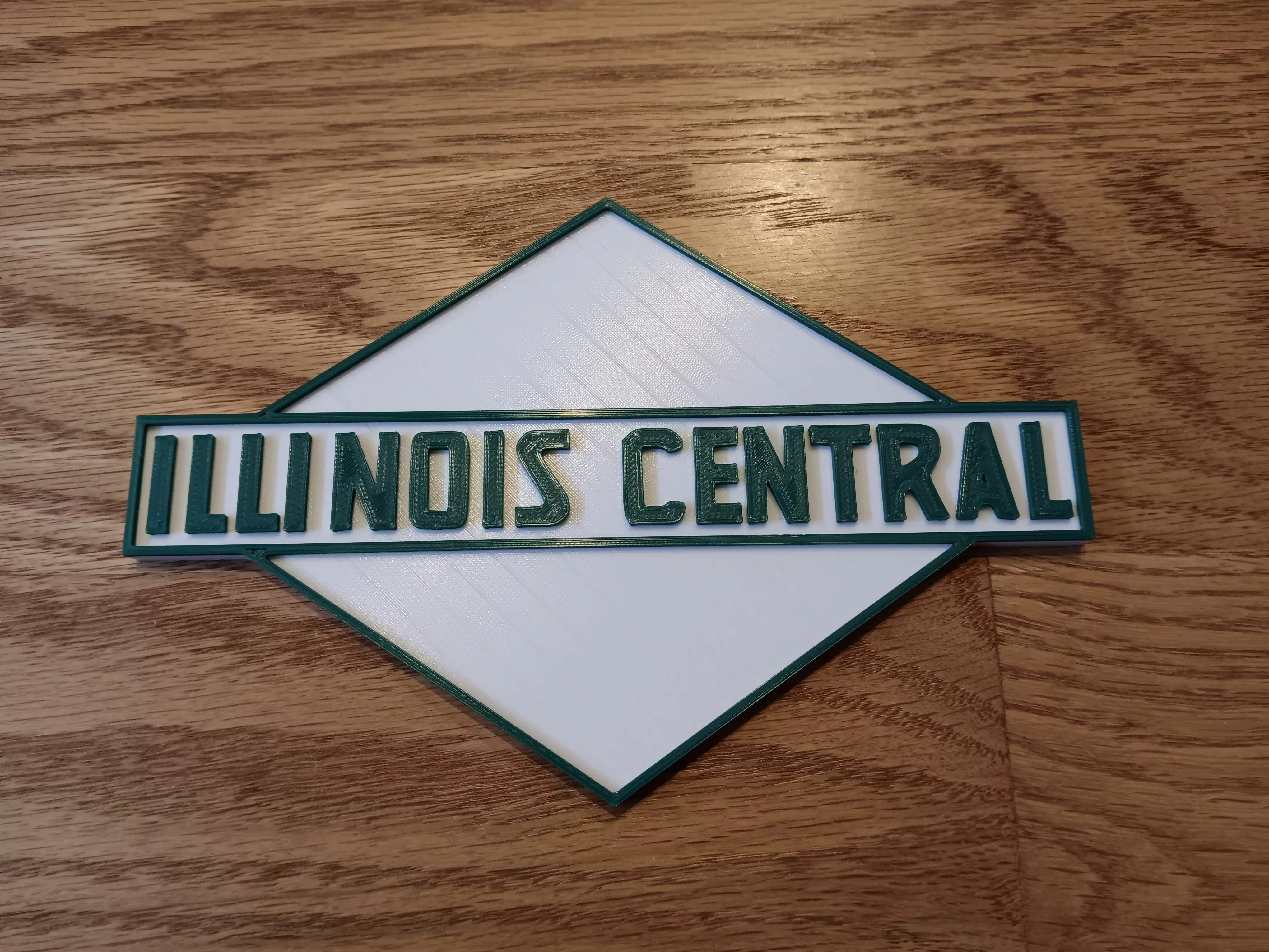 Trackside 3D #15 - 3D Printed Railroad Signs "Illinois Central" (White) - Image 4