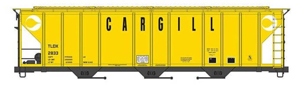 Walthers HO 910-49404 - Mainline - 50' Pullman-Standard PS-2CD 4427 3-Bay Covered Hopper "Cargill TLDX" #2833 - Image 4