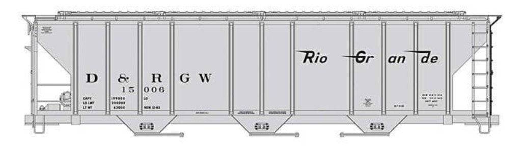 Walthers HO 910-49411 - Mainline - 50' Pullman-Standard PS-2CD 4427 3-Bay Covered Hopper "Denver & Rio Grande Western" #15095 - Image 4