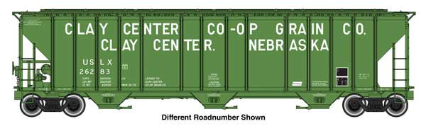 Walthers HO 920-106183 - Proto - 55' Evans 4780 Covered Hopper "Clay Center" #26288 (USLX) - Image 2