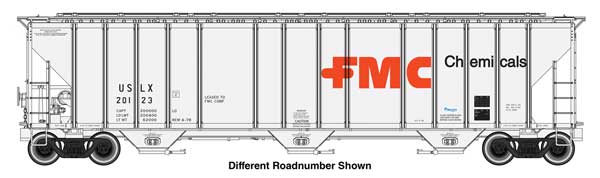 Walthers HO 920-106187 - Proto - 55' Evans 4780 Covered Hopper "FMC" #20149 (USLX) - Image 2