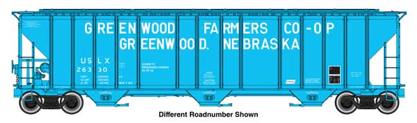 Walthers HO 920-106192 - Proto - 55' Evans 4780 Covered Hopper "Greenwood" #26339 (USLX) - Image 2