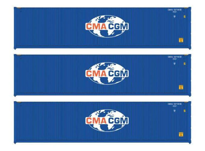 Walthers HO 949-18251 - SceneMaster - 40' Hi Cube Corrugated Container "CMA-CGM" (3 Pack) - Image 3