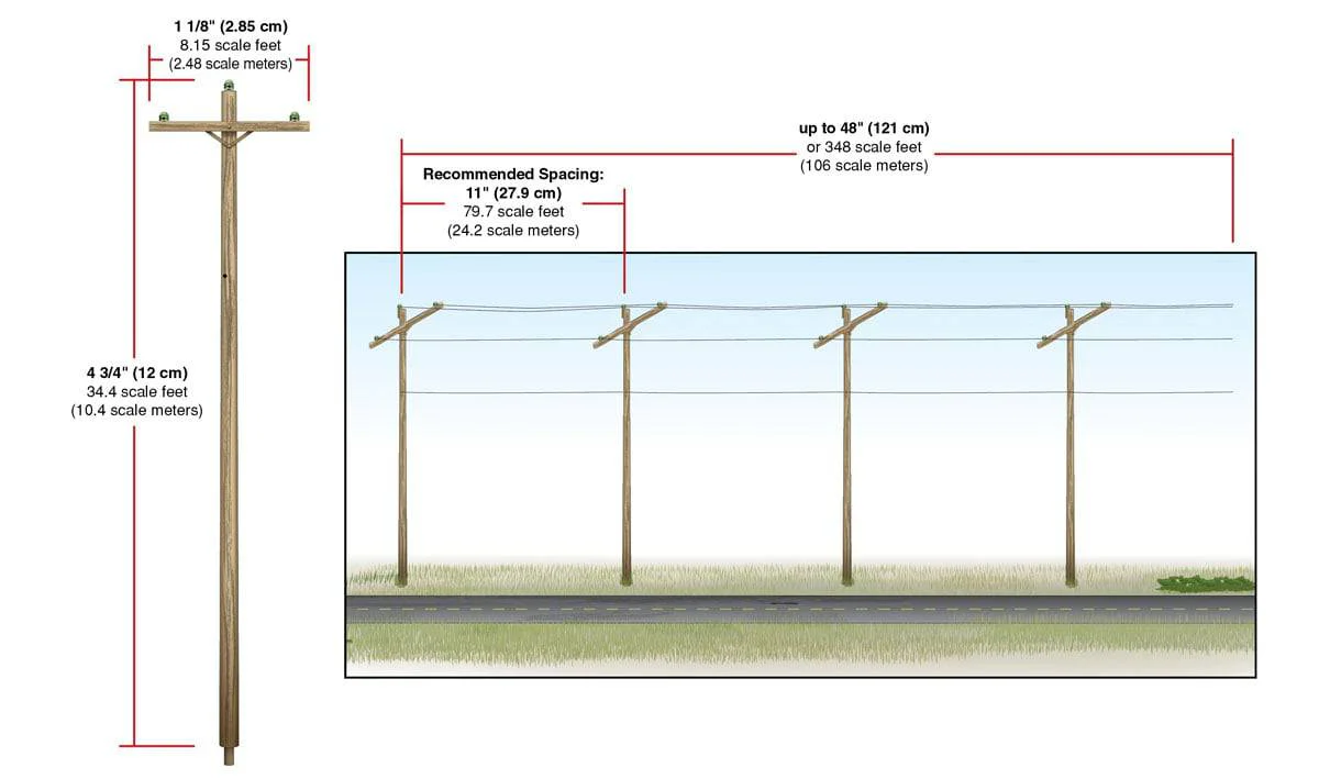 Woodland Scenics HO US2265 - Pre-Wired Poles - Single Crossbar - Image 4