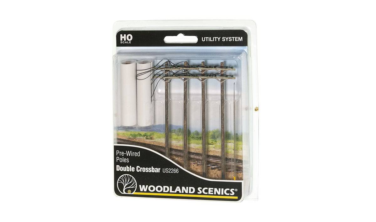 Woodland Scenics HO US2266 - Pre-Wired Poles - Double Crossbar - Image 3